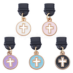 15 шт. 5-х цветные эмалевые заглушки для мобильных телефонов&nbsp;HJEW-TA00373