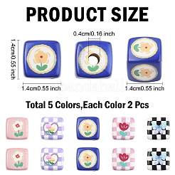 10шт 5 цвета непрозрачные акриловые бусины&nbsp;SACR-YW0001-90