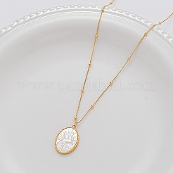 Овальные подвески из натуральной белой ракушки с латунным паве и гравировкой в виде лошади для женщин&nbsp;FS-WGAF605-01