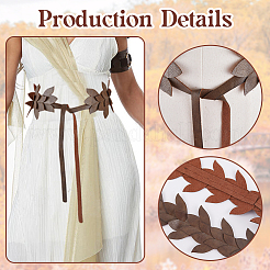 Ремни из искусственной кожи с цепочкой в виде листа для женщин&nbsp;AJEW-WH20060-15A