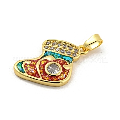 Рождественские латунные подвески с микропаве из фианита&nbsp;KK-H468-02D-03G