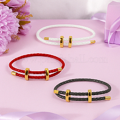 3шт 3-х цветные кожаные плетеные шнуры-браслеты&nbsp;BJEW-GO0001-19