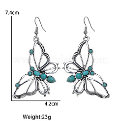 Серьги-подвески из сплава бабочек и синтетической бирюзы&nbsp;FS-WG781FC-01