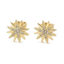 Серьги-гвоздики из латуни с микропаве и прозрачным кубическим цирконием&nbsp;EJEW-D305-14G