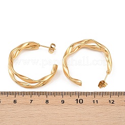 Двухслойные серьги-гвоздики в форме буквы С из нержавеющей стали 304&nbsp;EJEW-P324-11G