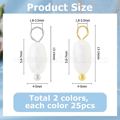 50 шт. 2-х цветные натуральные пресноводные жемчужные рисовые подвески с латунными петлями&nbsp;PALLOY-HS00004-1