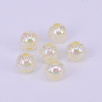 Гальванические кракле акриловые бусины&nbsp;LS-CCG-WH0001-8mm-10-1