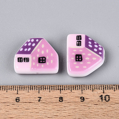 Печатные непрозрачные бусины из смолы&nbsp;RESI-N043-09B-01-1