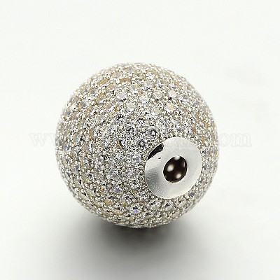Латунные микро проложить кубический цирконий круглых бусин ZIRC-M039-12P-RS-1