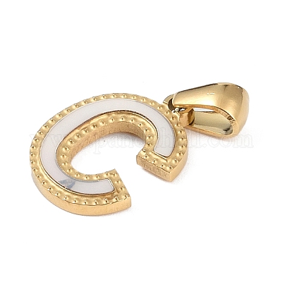 Подвески с алфавитом из натуральных белых ракушек STAS-M338-02G-C-1