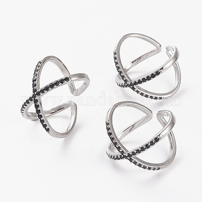 Латунные микро проложить манжеты кольца кубического циркония&nbsp;LS-RJEW-C101-13G-C-1