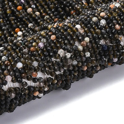 Натуральный серебристый блеск нитей обсидиана&nbsp;LS-G-RM2025-A03-3mm-1