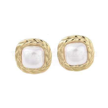 Квадратные серьги-гвоздики из хирургической нержавеющей стали 316 и искусственного жемчуга ccb для женщин STAS-B063-02G-1