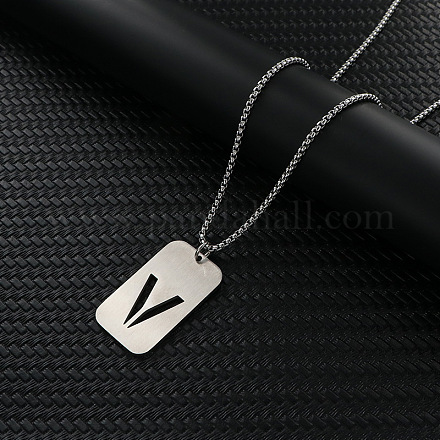Прямоугольник с выдолбленной буквой 201 ожерелье из нержавеющей стали с подвеской&nbsp;FS-WG34D20-25-1