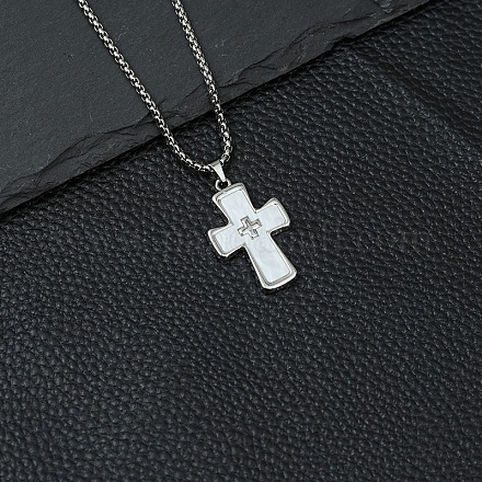 Ожерелья из сплава креста с акриловыми подвесками FS-WGE4794-04-1