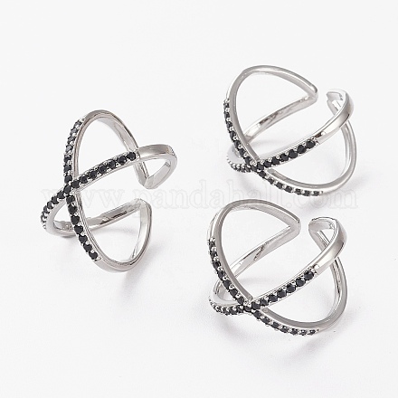 Латунные микро проложить манжеты кольца кубического циркония&nbsp;LS-RJEW-C101-13G-C-1