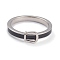 Brass Enamel Finger Rings, Black, Real Platinum Plated, US Size 7(17.3mm)