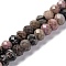 Natural Rhodonite Beads Strands, Faceted, Rondelle, 8x6mm, Hole: 1mm, about 63~64pcs/strand, 14.96''~15.35''(38~39cm)