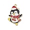 Alloy Christmas Style Pendants, Penguin, White, 32.5x22x1.3mm, Hole: 1.8mm