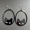 Acrylic Dangle Earrings, Platinum, Cat Shape, 78x57mm