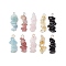 10Pcs 5 Colors 12 Constellation Natural Aquamarine & Citrine & Rose Quartz & Strawberry Quartz & Black Tourmaline Pendants, Chip Charms with 304 Stainless Steel Loops, Golden & Stainless Steel Color, Aquarius, 22~24x8~10x7~9mm, Hole: 2.5~3mm, 2pcs/color