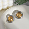 European Stainless Steel Flat Round Stud Earrings, Golden & Silver, 28.5mm