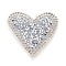 Plastic Clothing Patches, with Resin Rhinestone, Heart, Silver, 43x50x2.5mm