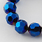 Electroplate Glass Bead Strands, Faceted(32 Facets), Round, Blue Plated, 6x5mm, Hole: 1mm, about 88~91pcs/strand, 19.49~20.08 inch(49.5~51cm)