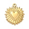 304 Stainless Steel Pendants, Heart Charm, Ion Plating(IP), Real 18K Gold Plated, 23x20x3mm, Hole: 1.6mm