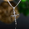 Brass Religion Jesus Cross Pendant Necklaces for Women Men, Platinum, 17.72 inch(45cm)