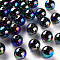 Opaque Acrylic Beads, AB Color Plated, Round, Black, 12x11mm, Hole: 2.5mm
