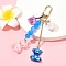 Bear Resin & Glass Pendant Decoration, with Alloy Swivel Clasps, Colorful, 105mm
