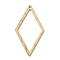 Brass Pendants, Hollow, Rhombus Charm, Raw(Unplated), 33x18.5x0.8mm, Hole: 1.2mm