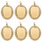 6Pcs 304 Stainless Steel Pendant Cabochon Settings, with Jump Rings, Oval, Real 14K Gold Plated, Tray: 14x10mm, 21.5x15x2.5mm, Jump Ring: 3.8x0.5mm, 2.8mm inner diameter