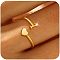 Brass Cuff Rings, Heart and Letter, Golden, Letter I, Inner Diameter: 17~19mm