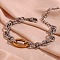 304 Stainless Steel Cable Chain Bracelets for Women, Real Gold Plated & Stainless Steel Color, 6.69 inch(17cm)