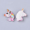 Resin Cabochons, with Glitter Sequins, Unicorn, Colorful, 22~23x19~20x6mm