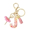 Letter A~Z Transparent Glitter Resin Pendant Keychains, with Iron Alloy Lobster Claw Clasp Keychain, for Keychain, Purse, Backpack Ornament, Letter J, 10.5cm