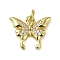 Brass Micro Pave Clear Cubic Zirconia Pendants, Butterfly, Real 18K Gold Plated, 15x17.5x2.5mm