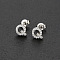 Brass Micro Pave Clear Cubic Zirconia Stud Earrings, Clear, Letter Q, 6.5mm