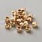 Brass Beads, Cube, Real 14K Gold Plated, 6x6x6mm, Hole: 3.5mm