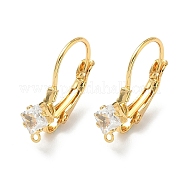 Brass Micro Pave Cubic Zirconia Hoop Earring Findings KK-Z136-26G