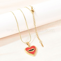 Ожерелье с подвеской в виде красного сердца с губой из нержавеющей стали 304&nbsp;NJEW-H088-03G