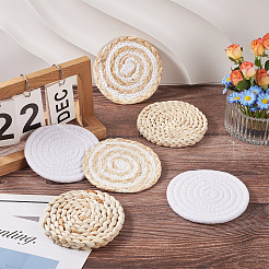 6 шт. 3 стиля подставки под горячее ручной работы с плетеными салфетками из кукурузной соломы&nbsp;AJEW-MB0001-04