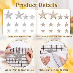 12 шт. 4 стиля самоклеящихся аппликаций из стразов&nbsp;DIY-FG0008-27