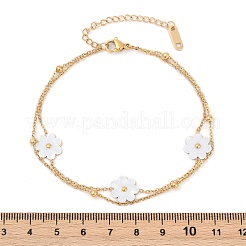 Браслеты на ногу из нержавеющей стали 304 с акриловыми цветочными подвесками&nbsp;LS-AJEW-Z044-01G