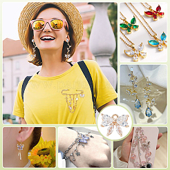 12 шт. латунные стеклянные подвески&nbsp;KK-PH0013-43C