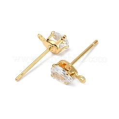 Фурнитура для сережек-гвоздиков в форме капли из латуни с прозрачным кубическим цирконием&nbsp;XGR0104G-116G