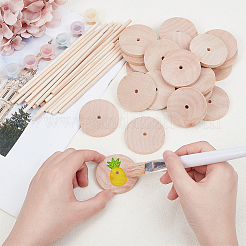 Набор из 100 колеса и 50 палочек из необработанного дерева схима&nbsp;DIY-OC0014-38B