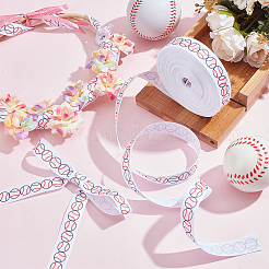 25 ярд полиэстеровая лента с бейсбольным принтом и спортивным мотивом&nbsp;SRIB-WH0011-290B